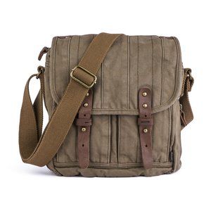 Canvas Crossbody Bag - Small Messenger Bag Vintage Shoulder Purse, Field Tan :o